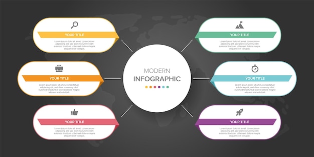 Creative concept for infographic element vector 6 options, steps, list, process