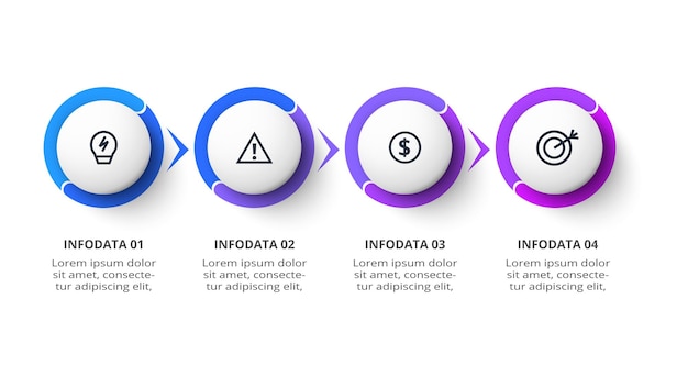 creative concept for infographic with 4 steps options parts or processes business data visualization