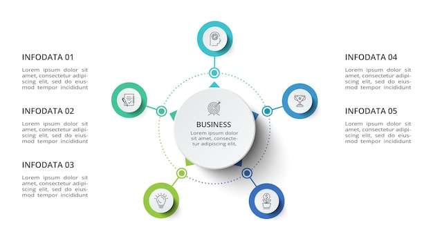 Creative concept for infographic with 5 steps options parts or processes Business data visualization
