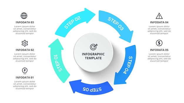 creative concept for infographic with 5 steps options parts or processes business data visualization