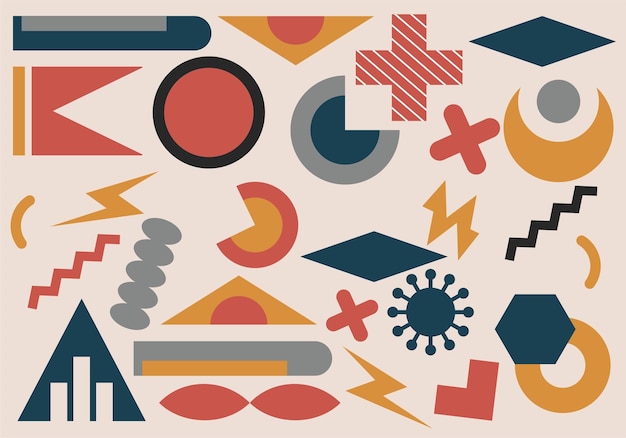 Creative geometric shapes abstract background Dynamic geometric shapes compositions and Flat