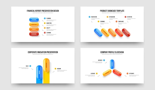 creative growth four five two three step infographic slide layout vector illustration bundle