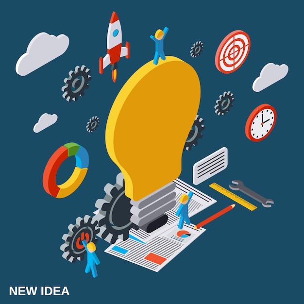 Creative idea flat isometric concept illustration