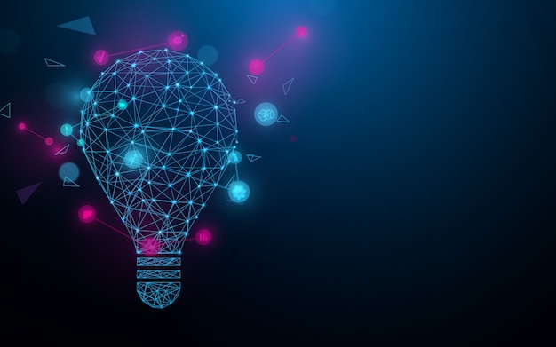 creative light bulb from lines, triangles and particle style design background