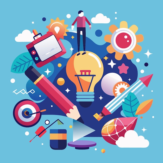 creative workspace illustration vibrant office design with inspirational elements