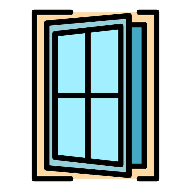 cross window icon outline cross window vector icon color flat isolated