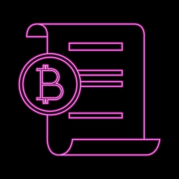 Cryptocurrency investment document neon vector symbol for web sites and mobile apps