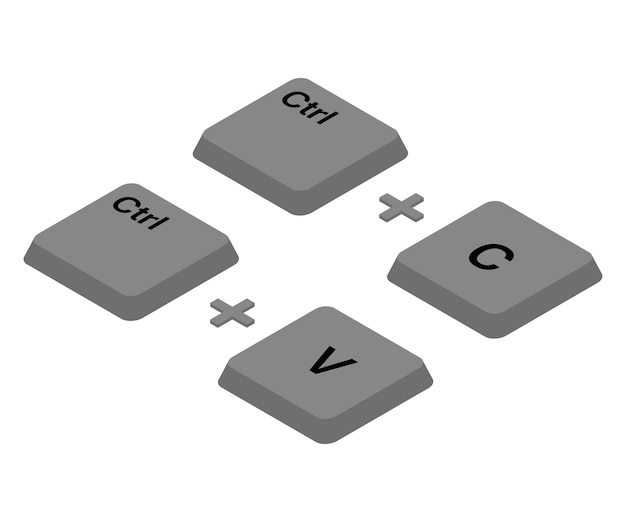 Ctrl C Ctrl V keys on the keyboard copy and paste the key combination Insert a keyboard shortcut for Windows devices Computer keyboard icons Vector illustration