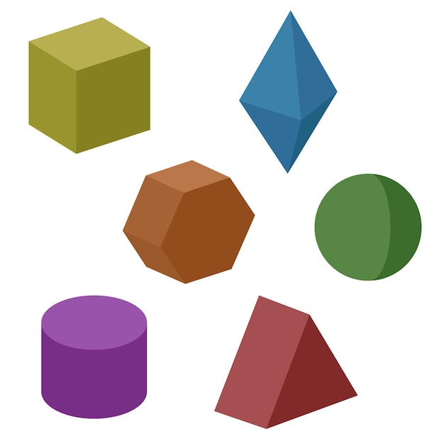 cube icons set geometric 3d models isolated on a white background