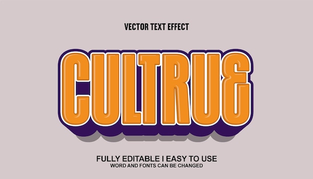 Cultrue fully editable font vector text effect