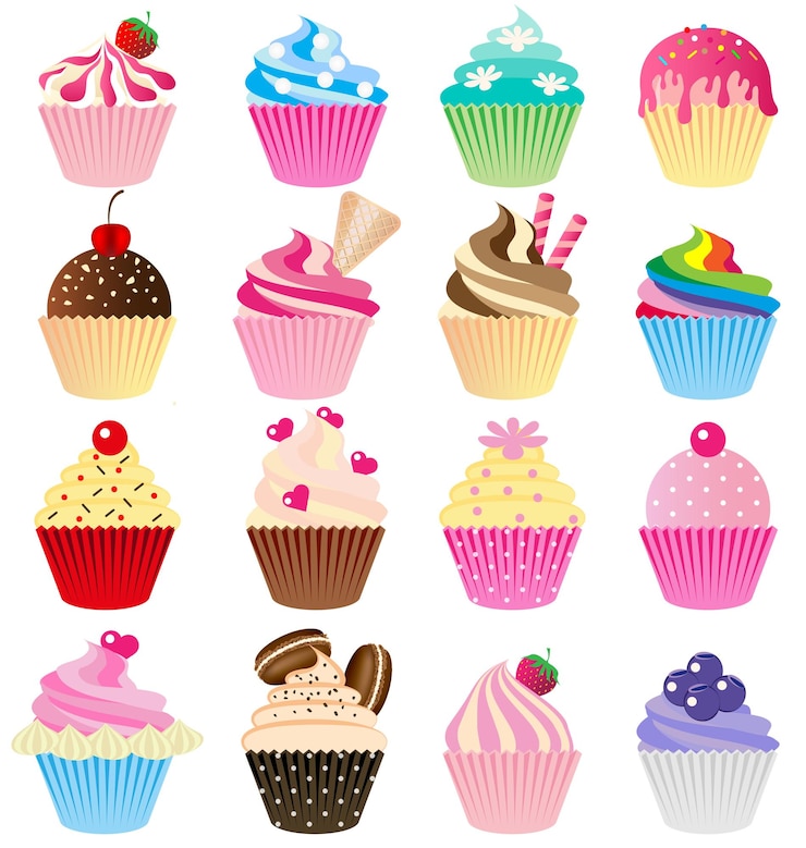 Vektor cup cake vector set