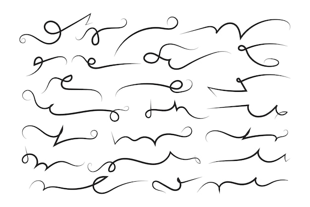 Curly swirl decorative swishes Pen Filigree flourishes calligraphy lettering scrolls text elements