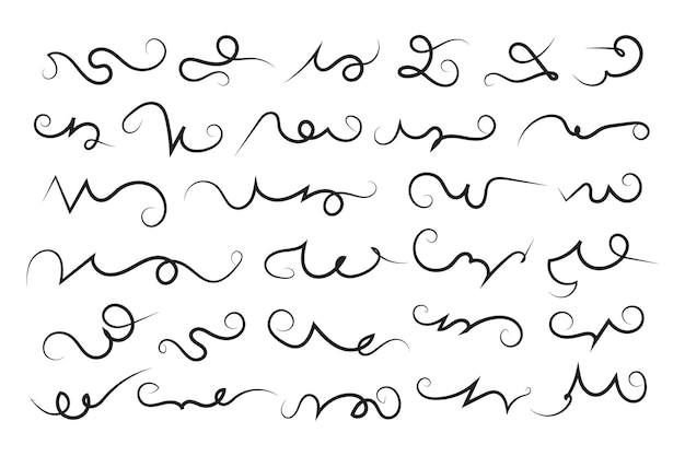 Curly swirl decorative swishes Pen Filigree flourishes calligraphy lettering scrolls text elements