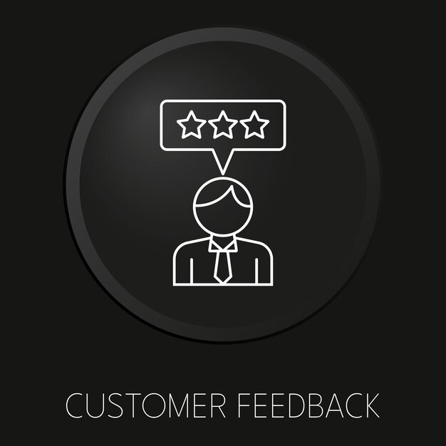customer feedback minimal vector line icon on 3d button isolated on black background premium vector