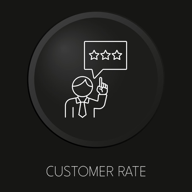 customer rate  minimal vector line icon on 3d button isolated on black background premium vector