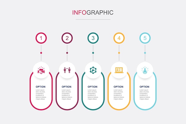Customer relationship communication service CRM customer care icons Infographic design template Creative concept with 5 steps
