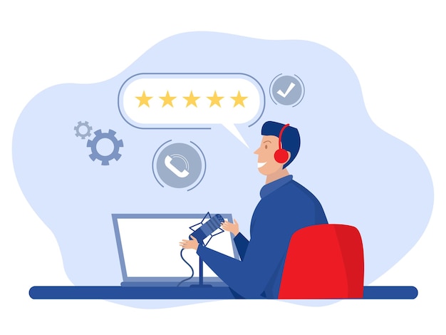 Customer serviceSmiling office operators with headsets characterson computers 24 7 global online