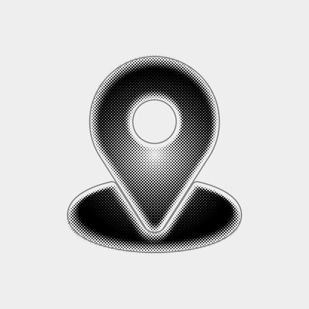 customizable halftone vector location pin icon with black line design