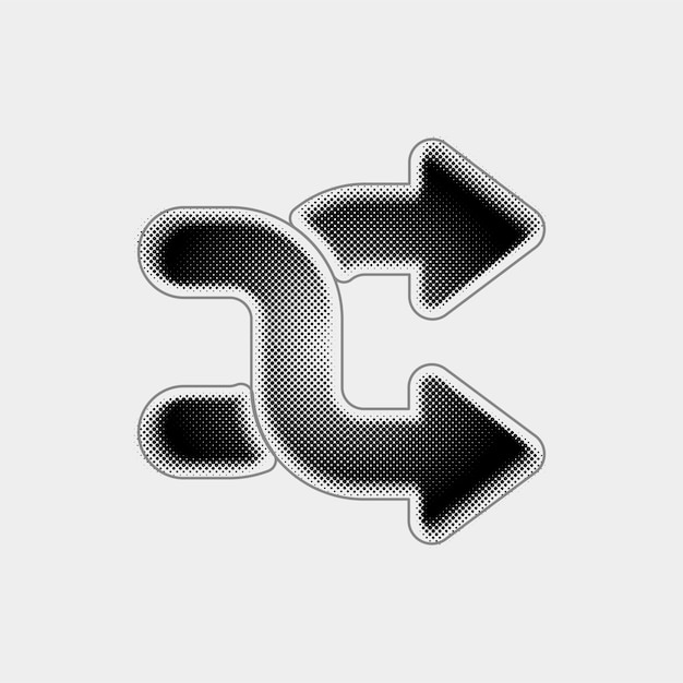 customizable halftone vector two way arrows icon with black line design