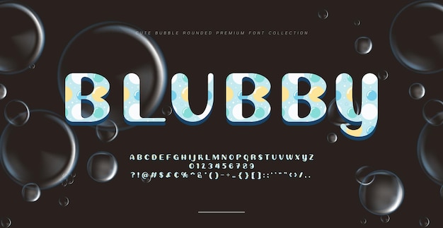 Cute Cartoon Bubble Font Alphabet