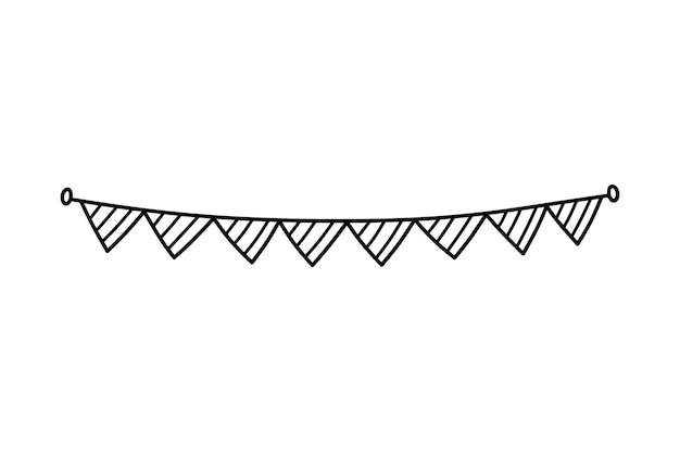 cute festive bunting for a party isolated on white background hand drawn illustration in doodle styl