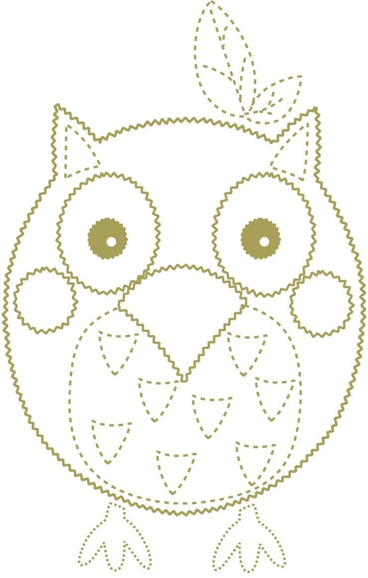 Vektor cute owl with embroidery effect
