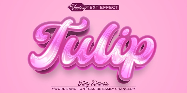 Cute Pink Tulip Vector Editable Text Effect Template