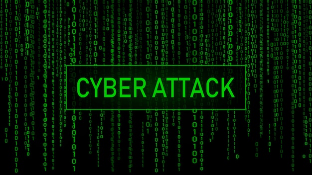 Cyber attack Hacking Digital background green matrix Binary computer code Vector Illustration Computer screen error templates