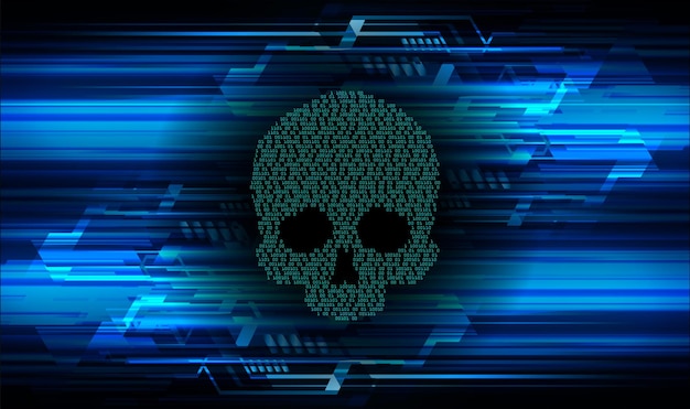 cyber hacker attack background skull vector