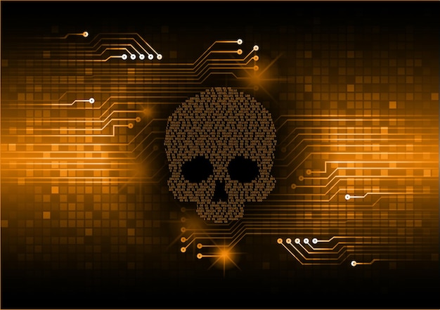 cyber hacker attack background skull vector