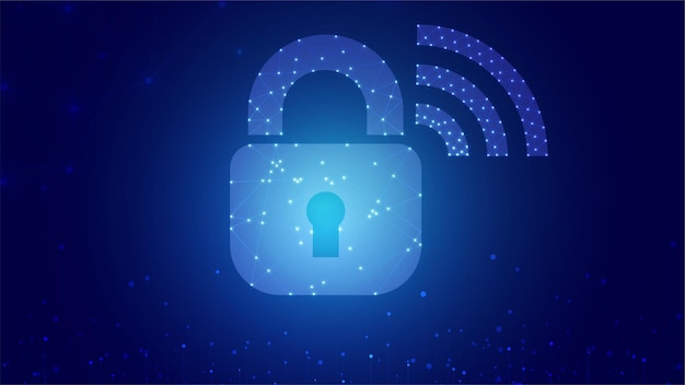 cyber security concept with digital code and lock data protection safe privacy concept