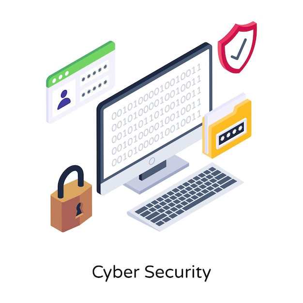 Cyber security isometric illustration is easy to use and download