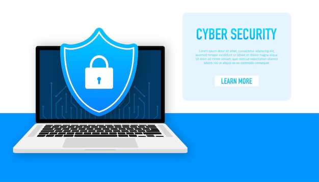 Cyber security vector logo with shield and check mark Vector illustration