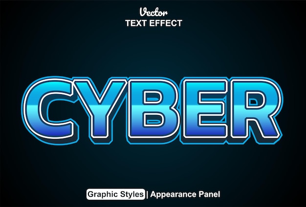 cyber text effect with graphic style and editable