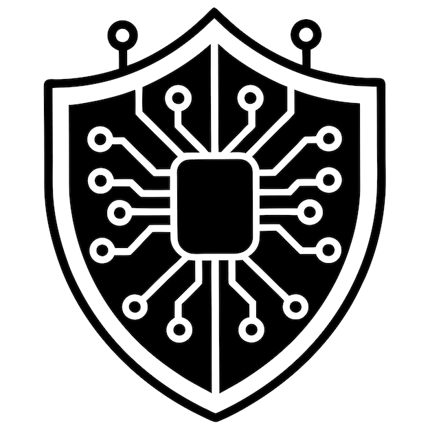 Cybersecurity Shield with Binary Code and Circuit Design