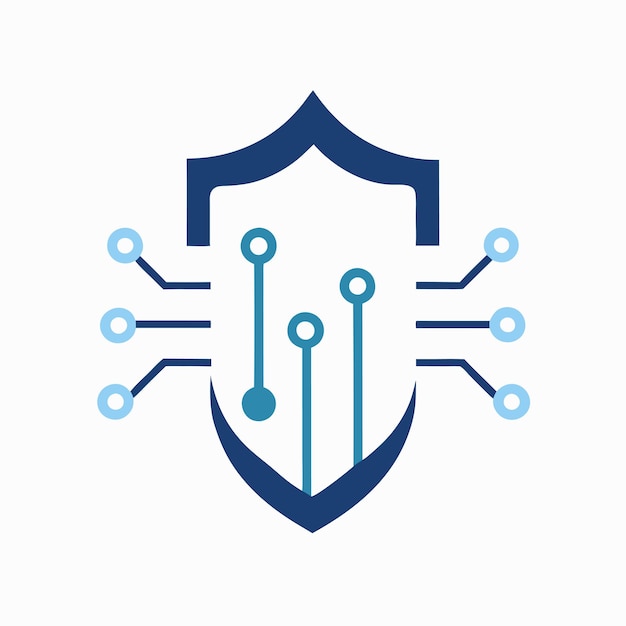 Cybersecurity Shield with Binary Code and Circuit Design