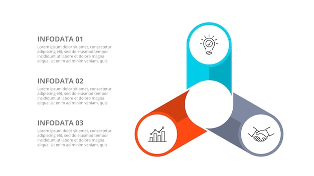 cyclic diagram infographic with circles modern infographic design template with 3 options