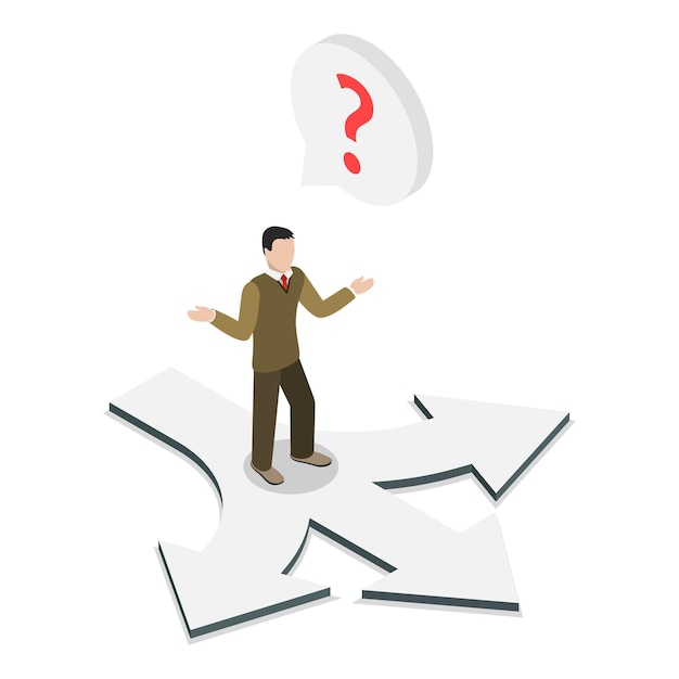 d isometric flat vector illustration of choosing from multiple directions different options or