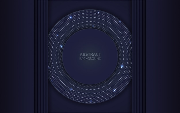 Dark blue abstract background with overlap layers.