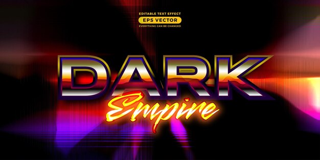 Dark empire editable text effect retro style with vibrant theme concept for trendy flyer poster and banner template promotion