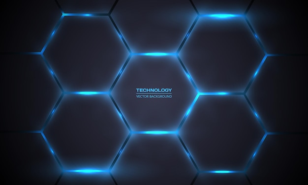 dark gray and blue hexagonal technology abstract background
