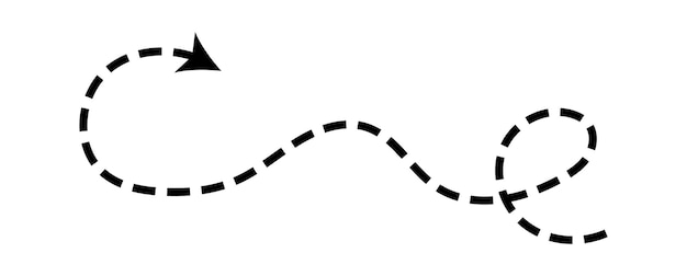 dashed arrow set vector doodle dot line thin pointer arrows