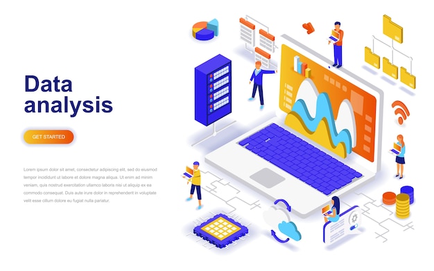 Data analysis modern flat design isometric concept.