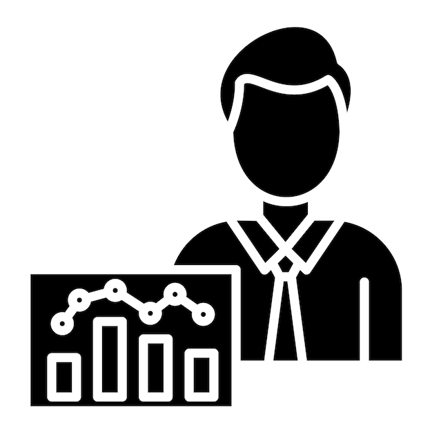Data Analyst Glyph Solid Black Illustration