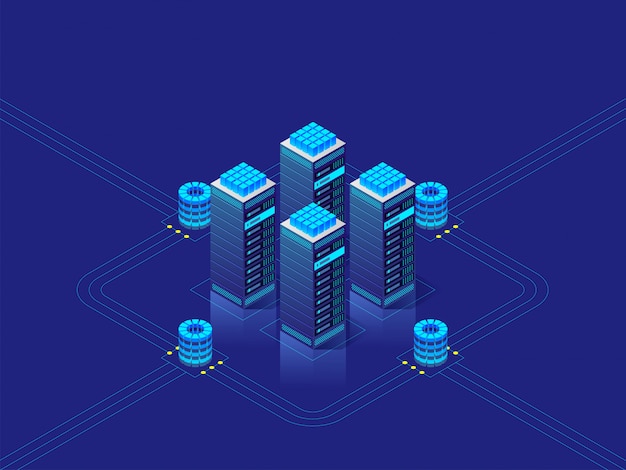 Data center concept. Vector isometric illustration
