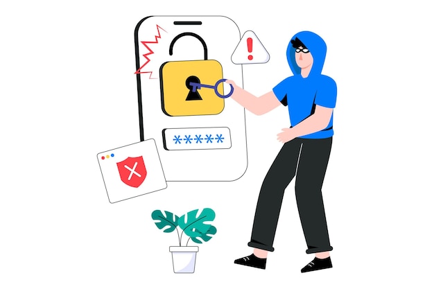 Data Hacking Flat Style Design Vector illustration. Stock illustration