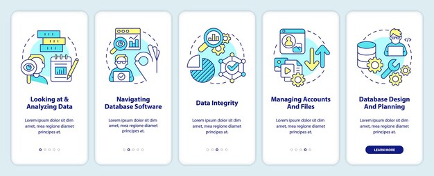 data management skills onboarding mobile app screen