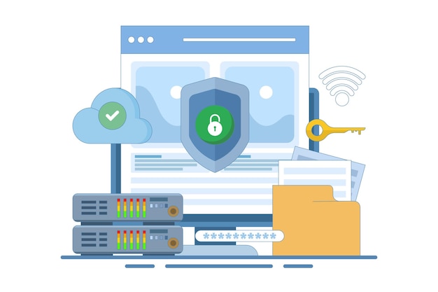 data protection concept or security of personal and business documents with password verification