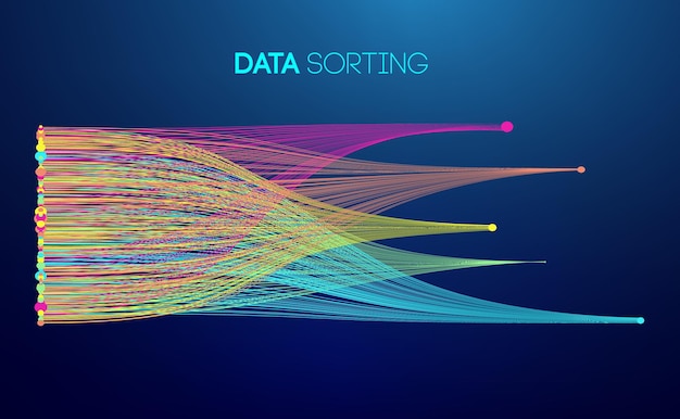 data sorting colorful lines background data flow technology illustration