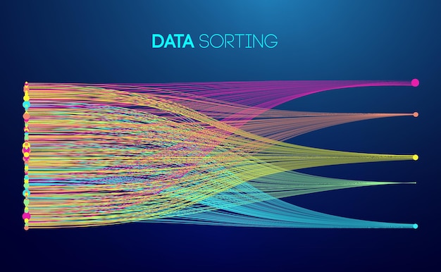 data sorting colorful lines background data flow technology illustration